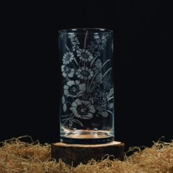 🌿 Vase en verre gravé – Motif fleurs des champs