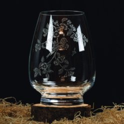 🌸 Vase en verre gravé – Branche de pommier et oiseaux