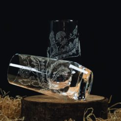 🥃 Lot de 4 verres long drink gravés – Motif pissenlit